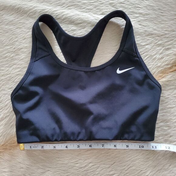 Nike Women’s Sports Bra Small Black White Swoosh Fully Lined Racerback Athletic - Picture 5 of 7